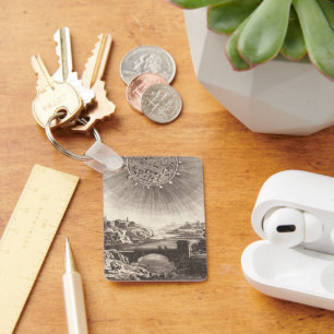 Antique Astronomy Celestial Sky with Sun by Mallet Key Ring