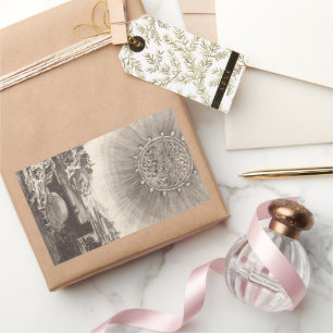 Antique Astronomy Sky with Sun by Allain Mallet Rectangular Sticker