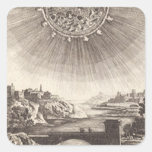 Antique Astronomy Sky with Sun by Allain Mallet Square Sticker
