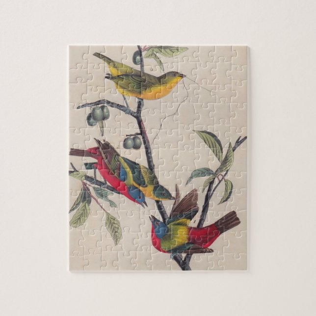 Antique Audubon Painted Bunting Bird Jigsaw Puzzle (Vertical)
