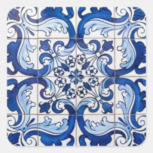 Antique Azulejo Tiles Square Sticker