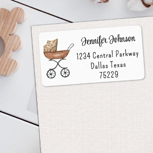 Antique Baby Buggy Boho Baby Shower Address Label