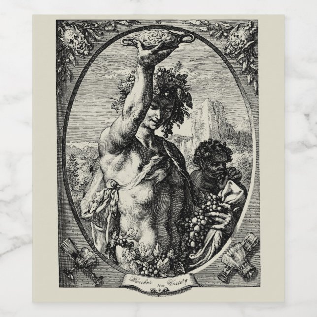 Antique Bacchus Wine Label Template  (Single Label)