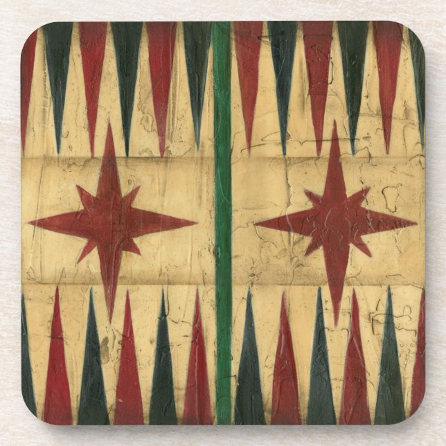 Antique Backgammon Game Board by Ethan Harper Coaster (Front)