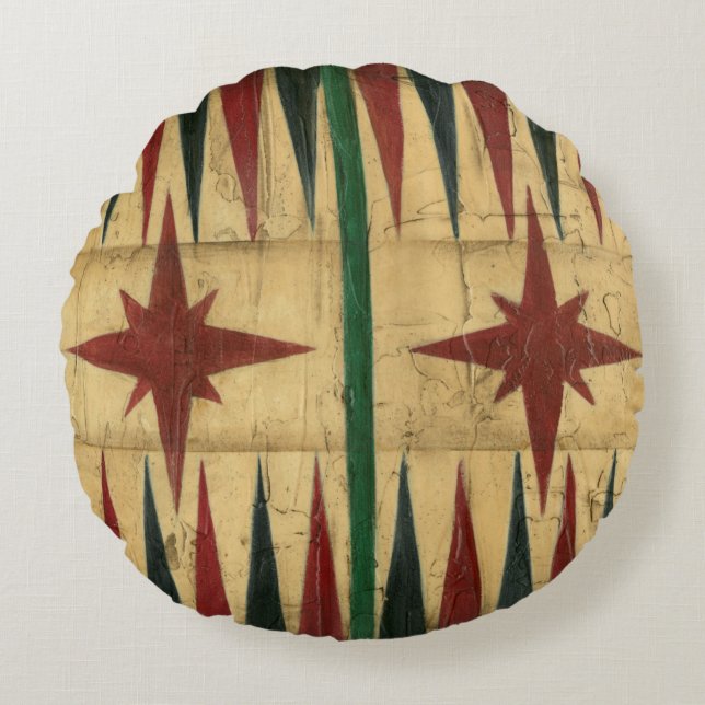 Antique Backgammon Game Board by Ethan Harper Round Cushion (Front)