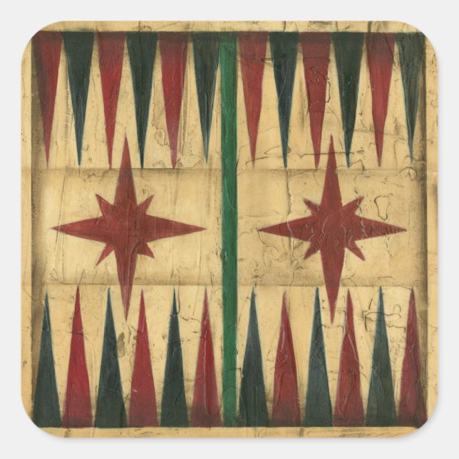 Antique Backgammon Game Board by Ethan Harper Square Sticker (Front)