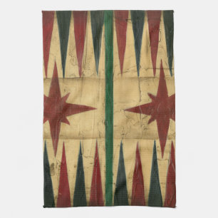 Antique Backgammon Game Board by Ethan Harper Tea Towel