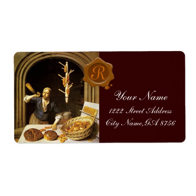 ANTIQUE  BAKER BAKERY BREAD SHOP WAX SEAL MONOGRAM (Front)