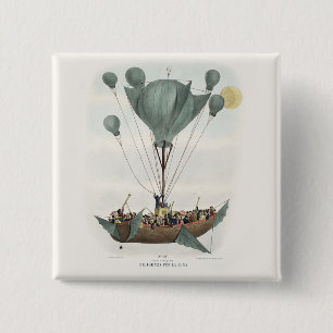 Antique Balloon Air Ship 15 Cm Square Badge