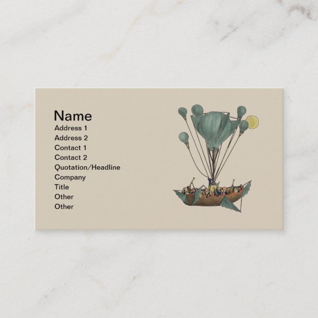 Antique Balloon Air Ship Artwork Business Card (Front)