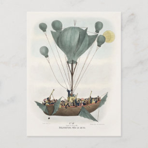 Antique Balloon Air Ship Artwork Postcard