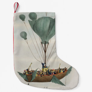 Antique Balloon Air Ship Artwork Small Christmas Stocking