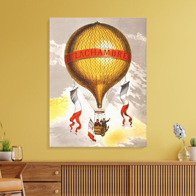Antique Balloon labelled "H. Lachambre", 1880 Canvas Print (Insitu(LivingRoom))