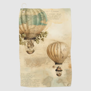 Antique Balloon Peony Botanical Travel Golf Towel