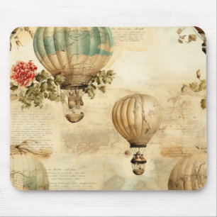 Antique Balloon Peony Botanical Travel Mouse Mat