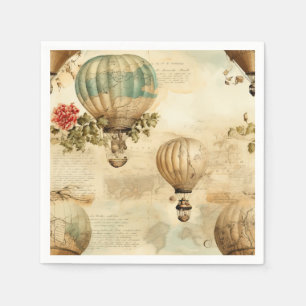 Antique Balloon Peony Botanical Travel Napkin