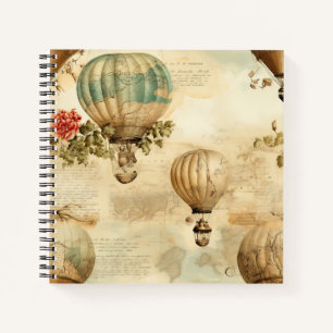 Antique Balloon Peony Botanical Travel Notebook