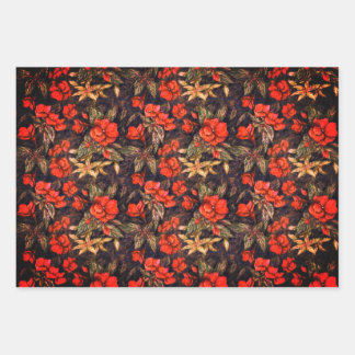 Antique Balsam Flowers Pattern Art Wrapping Paper Sheet