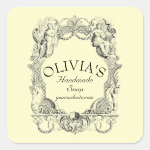 Antique Baroque Rococo Cartouche Square Sticker