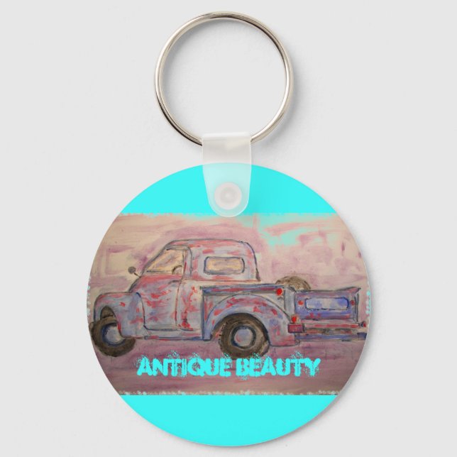 antique beauty blue patina truck key ring (Front)