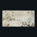 Antique Bee Botanical Ephemera  Desk Mat<br><div class="desc">Vintage-inspired botanical collage featuring bees,  bird's nest,  engraved leaves,  honeycomb pattern,  flowering apple blossoms and text from Victorian bee-keeping journal on rustic barn siding texture.</div>