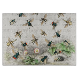 Antique Bee Honey Worker Queen Bees Vintage Cutting Board