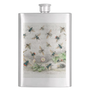 Antique Bee Honey Worker Queen Bees Vintage Hip Flask
