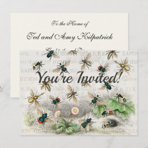 Antique Bee Honey Worker Queen Bees Vintage Invitation