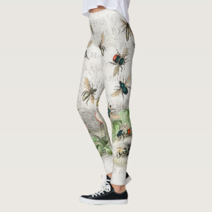 Antique Bee Honey Worker Queen Bees Vintage Leggings