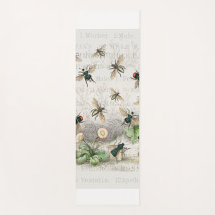 Antique Bee Honey Worker Queen Bees Vintage Yoga Mat