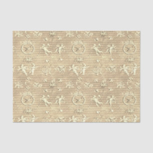 Antique Beige Cupid Angels and Hearts Tissue Paper