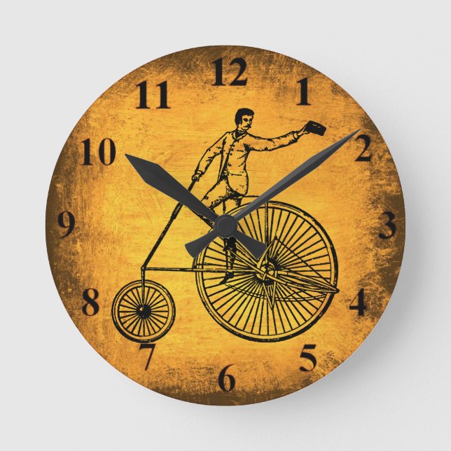 Antique Bicycle and Cyclist Wall Clock (Front)