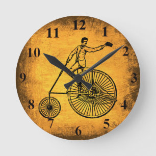 Antique Bicycle and Cyclist Wall Clock