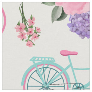 Antique Bicycles with Flowers in Basket Customise Fabric