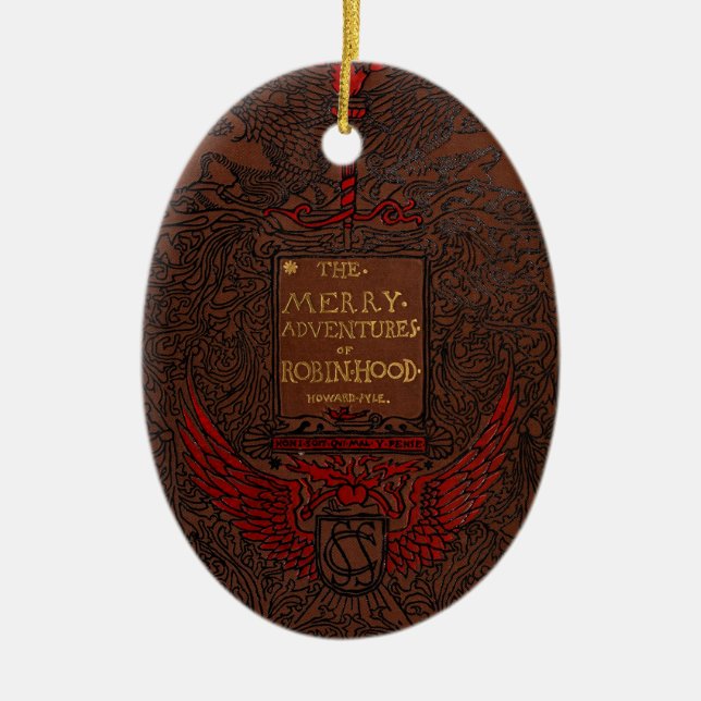 Antique Binding Robin Hood Book Cover Ceramic Tree Decoration (Front)