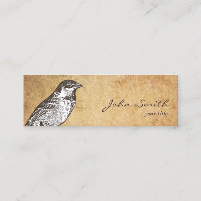 Antique Bird Calling Card mini Business Cards (Front)