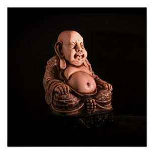 Antique black and white Chinese Buddha Poster