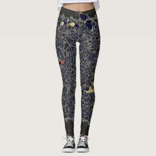 ANTIQUE BLACK LACE WITH BUTTERFLIES LEGGINGS
