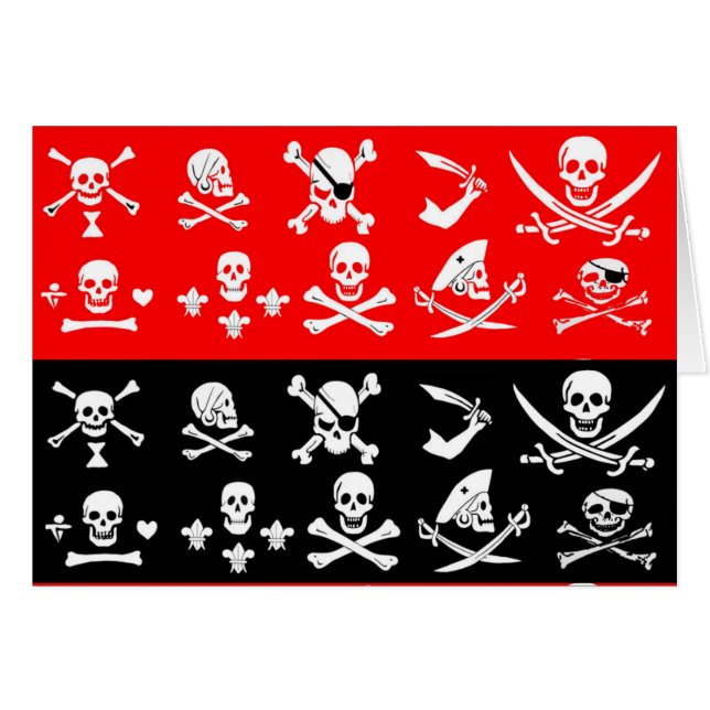 ANTIQUE BLACK RED PIRATE BANNERS AND TREASURE MAPS (Front Horizontal)