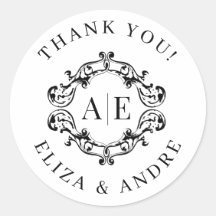 Antique Black & White Crest Monogram Wedding