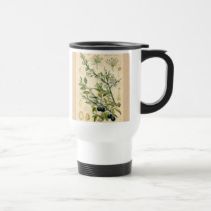 Antique Blackthorn Botanical Print Flower Berry Travel Mug