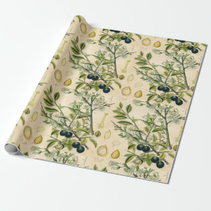 Antique Blackthorn Botanical Print Flower Berry Wrapping Paper