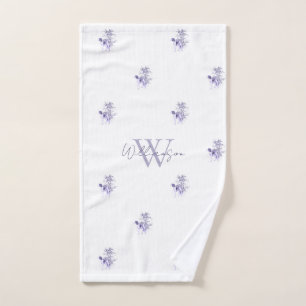 Antique Blue and White Monogram Dog Print Bath Towel Set