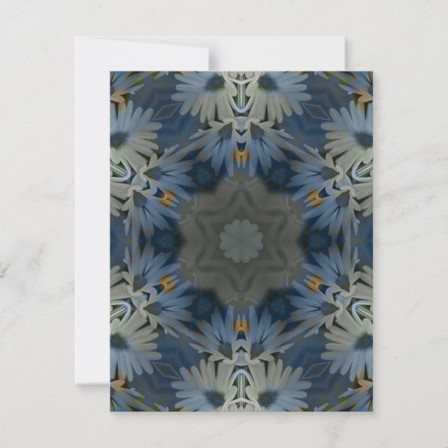 Antique Blue Daisy Floral Card (Front)