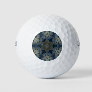 Antique Blue Daisy Floral Golf Balls