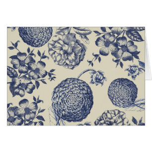 Antique Blue Flower Print Floral