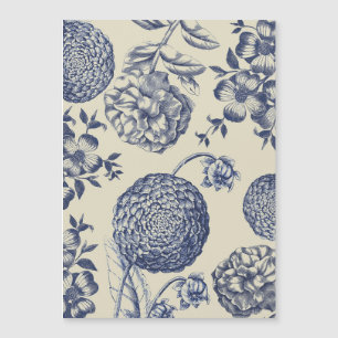 Antique Blue Flower Print Floral
