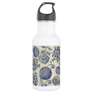 Antique Blue Flower Print Floral 532 Ml Water Bottle