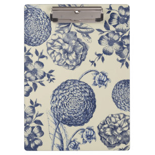 Antique Blue Flower Print Floral Clipboard
