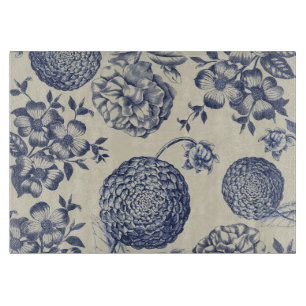 Antique Blue Flower Print Floral Cutting Board